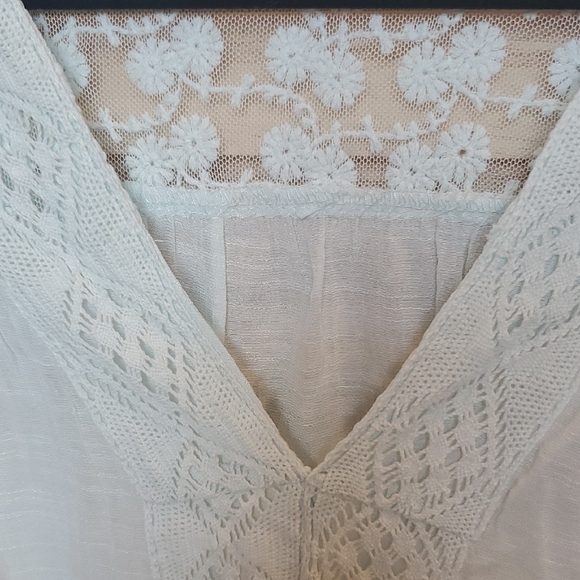 3/35 New Directions Cottagecore gauzy embroidered peasant bohemian blouse Sz L - Picture 6 of 11